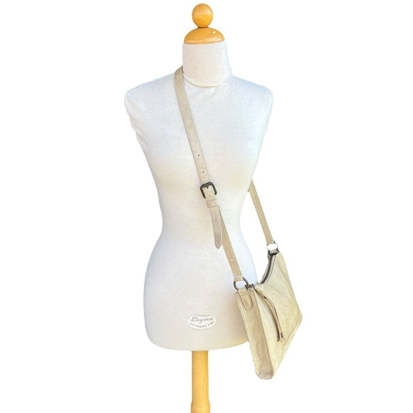 Frye Melissa Leather Zip Crossbody Purse Oat Cream Distressed Rustic 11x8 GUC - Picture 4 of 15